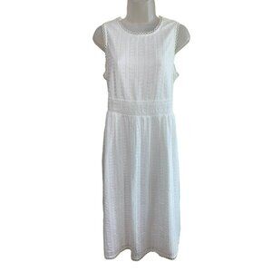 New Q&A White Embroidered Empire Waist Maternity Dress Size Medium